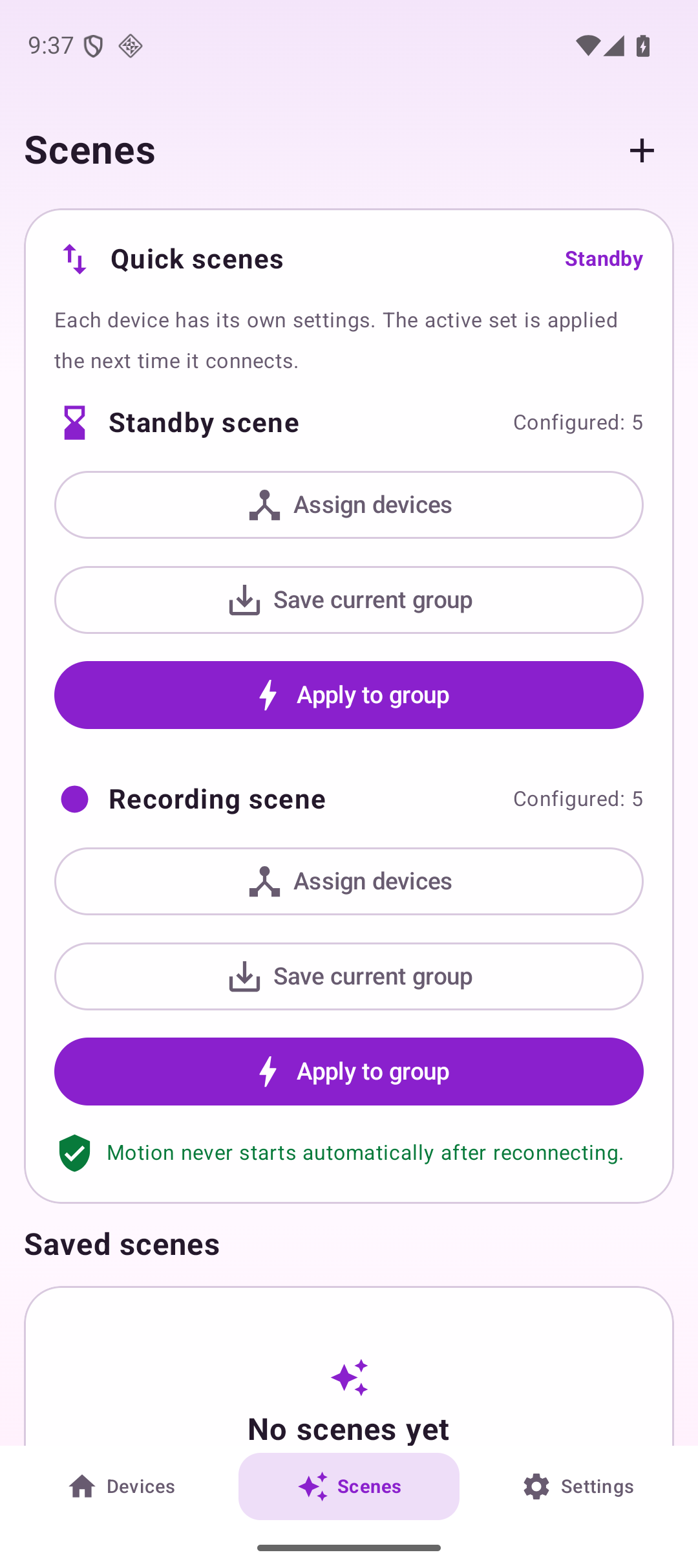 Group Action scenes on Android