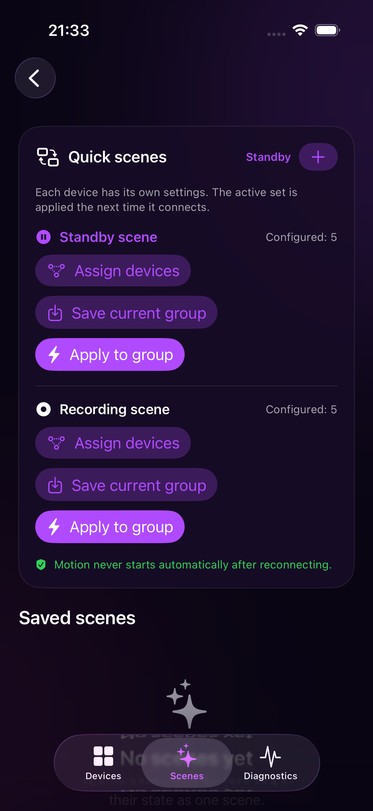 Group Action scenes on iOS
