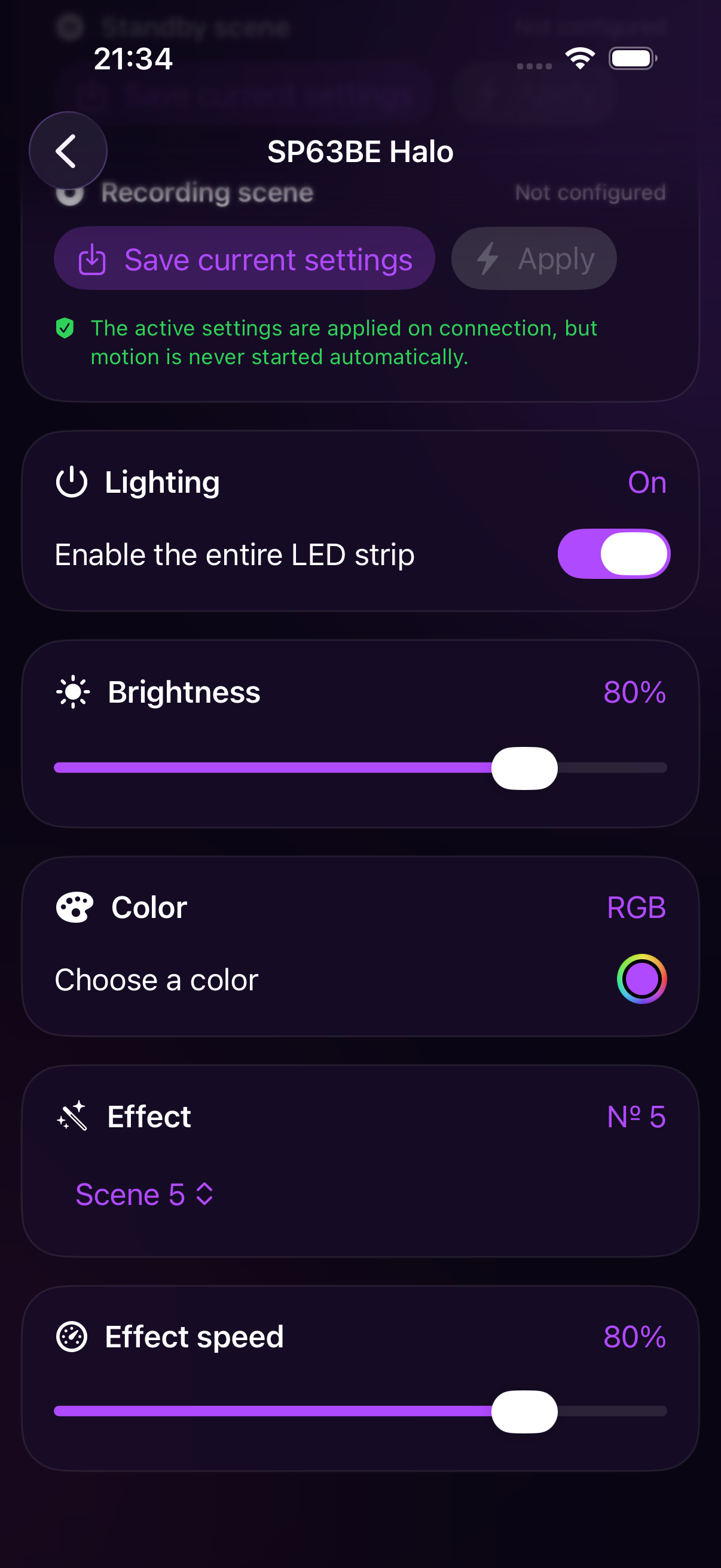 MixUp Backlight v2 controls on iOS