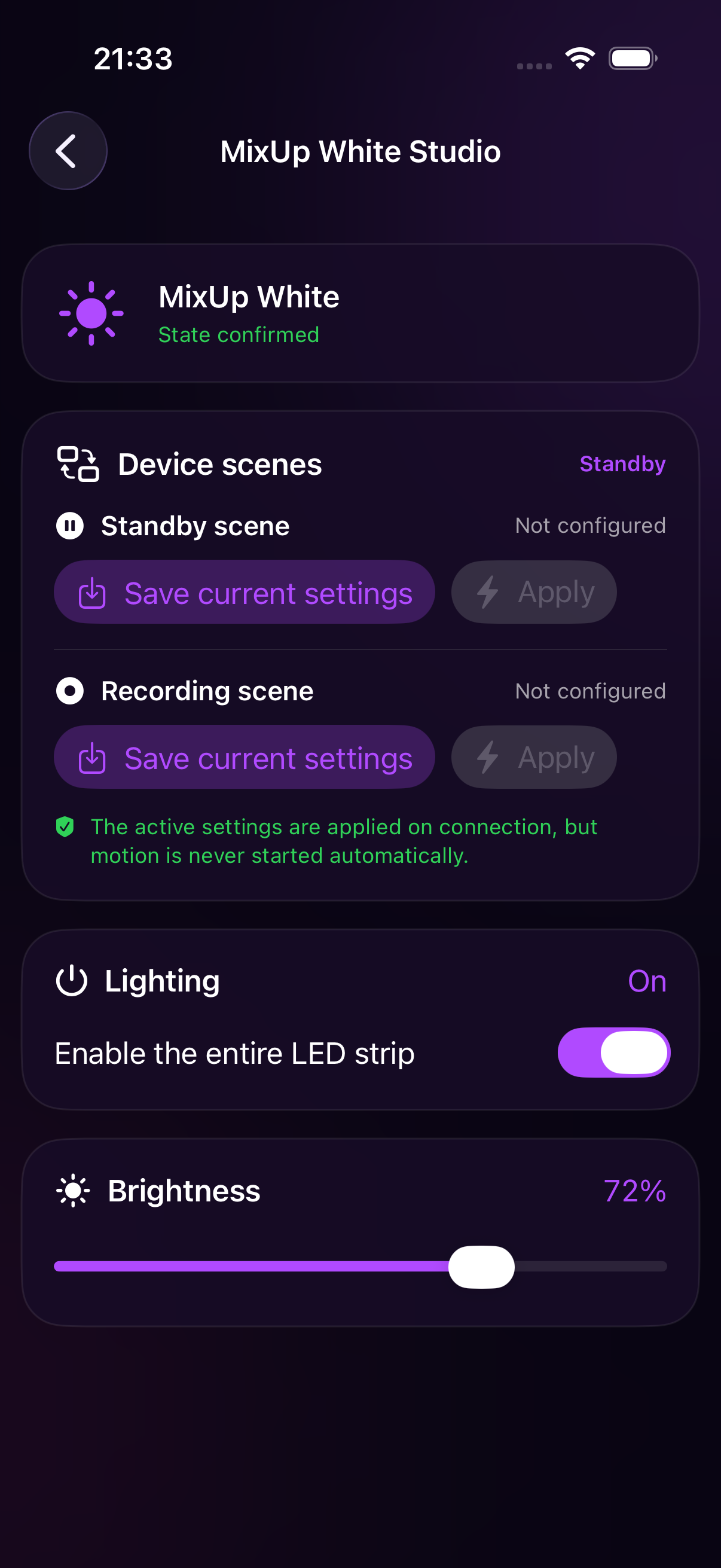 MixUp White controls on iOS
